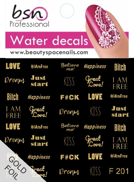 Stickers Adesivi Nail Art Water decals motivi scritte varie - f#ck, kiss, i'm free