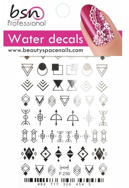 Stickers Adesivi Nail Art Water decals motivi geometrici - silver