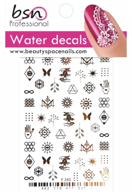 Stickers Adesivi Nail Art Water decals motivi mistici - gold