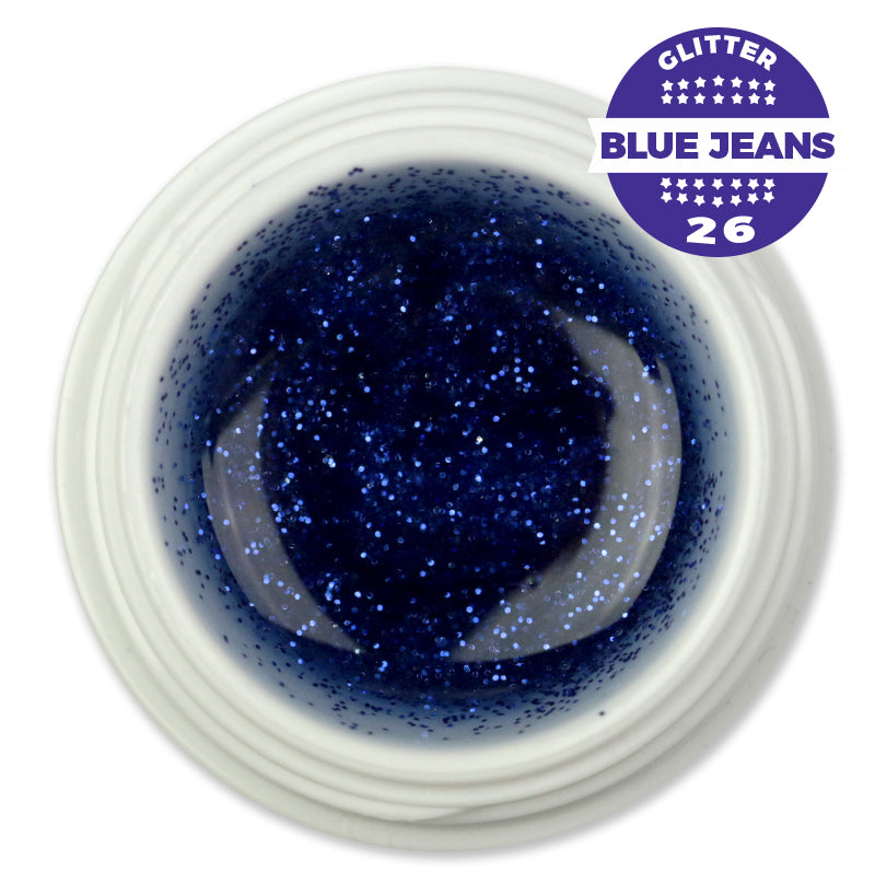 Gel color Glitter costruttore trasparente UV e Led 5ml - BLUE JEANS 26