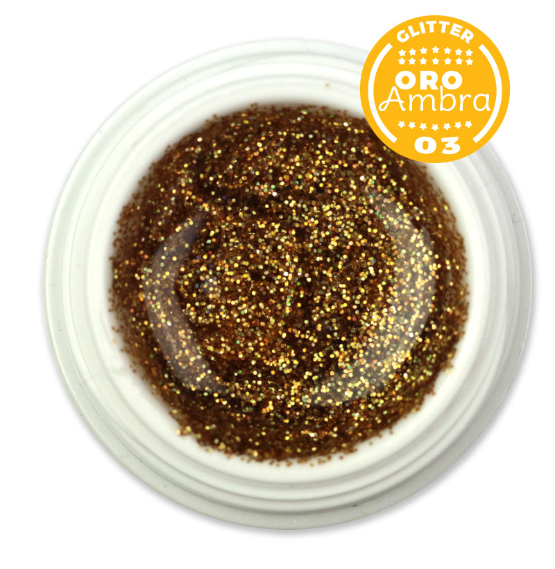 Gel color Glitter trasparente effetto vetro UV e Led 5ml - ORO AMBRA 03