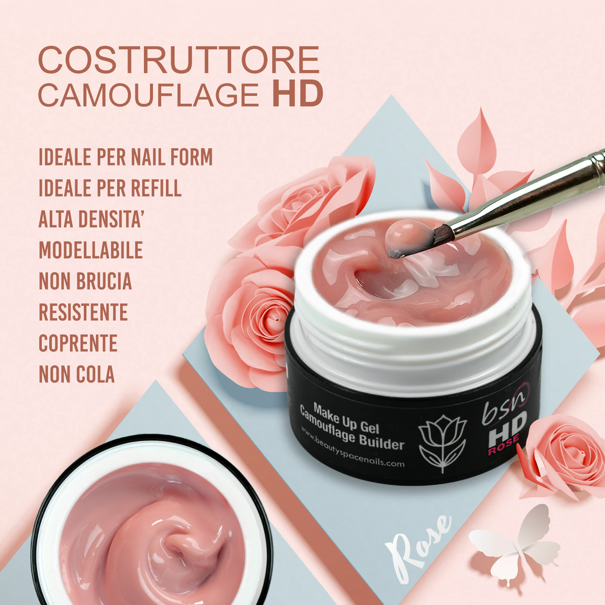 NEW ROSE 15 ML – Cover HD costruttore camouflage modellante