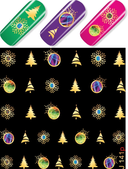 Stickers Adesivi Nail Art Water decals  Natalizi graziosi decoro oro effetto metal