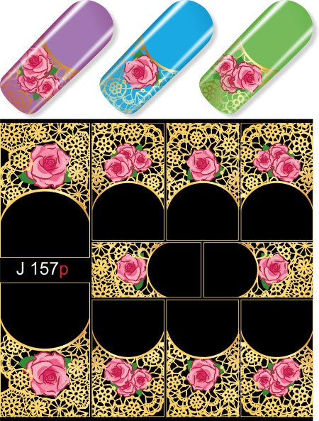 Water decals con ghirigori metal oro con rose