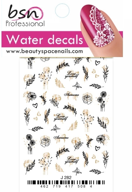 Stickers Adesivi Nail Art Water decals motivi ramoscelli e frasi