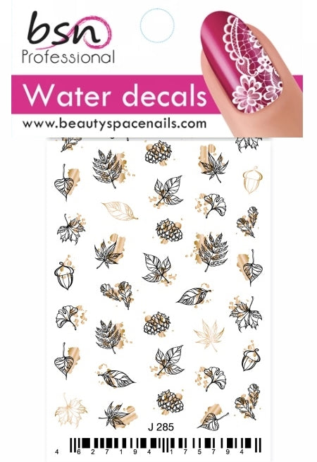 Stickers Adesivi Nail Art Water decals motivi foglie e ghiande autunnali