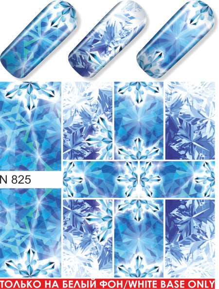 Stickers Adesivi Nail Art Water decals  Natalizi con fiocchi di neve blu