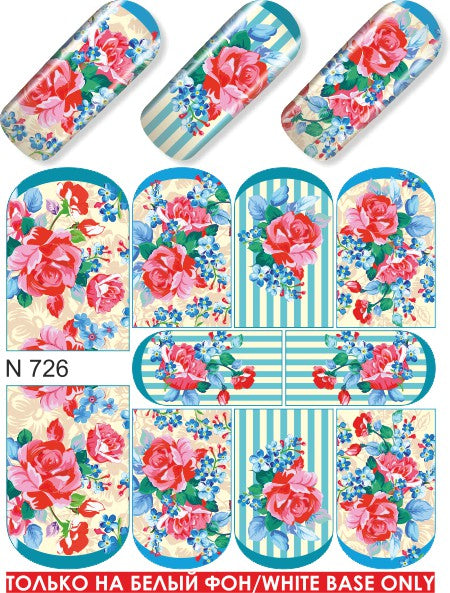 Stickers Adesivi Nail Art Water decals disegno pieno