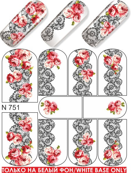 Stickers Adesivi Nail Art Water decals fiori e merletti