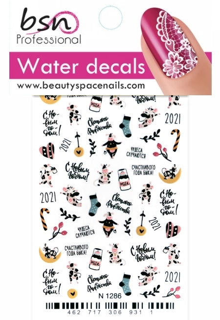 Stickers Adesivi Nail Art Water decals motivi mucche volanti
