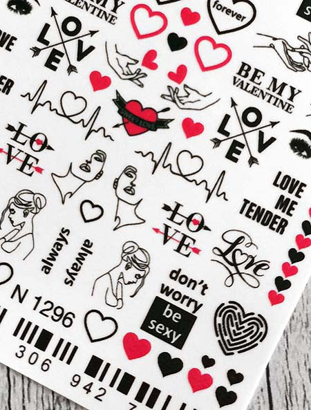 Stickers Adesivi Nail Art Water decals motivi love stilizzato