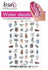 Stickers Adesivi Nail Art Water decals motivi fiori, donna, elementi stilizzati