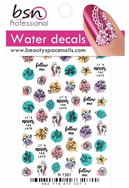 Stickers Adesivi Nail Art Water decals motivi follow me