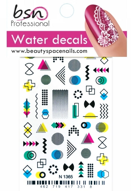 Stickers Adesivi Nail Art Water decals motivi geometrici colorati