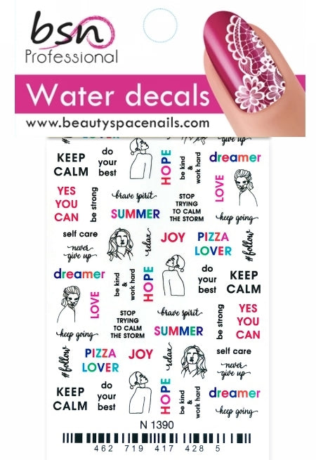 Stickers Adesivi Nail Art Water decals motivi summer, hope, dreamer
