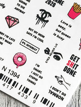Stickers Adesivi Nail Art Water decals motivi simbolo chanel, donuts, diamante