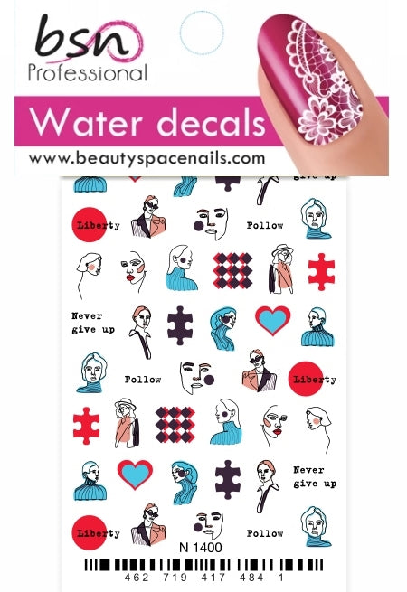 Stickers Adesivi Nail Art Water decals motivi moda, never give up