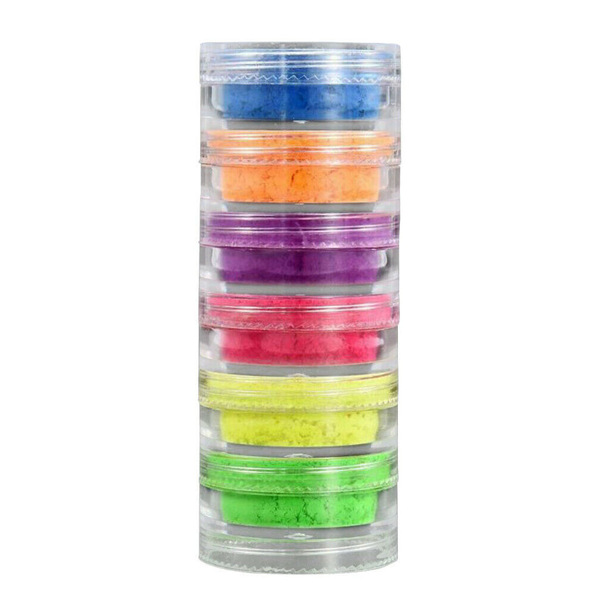 Set 6 Polveri Pigmenti colori neon - Pigment Powder per decorazione unghie