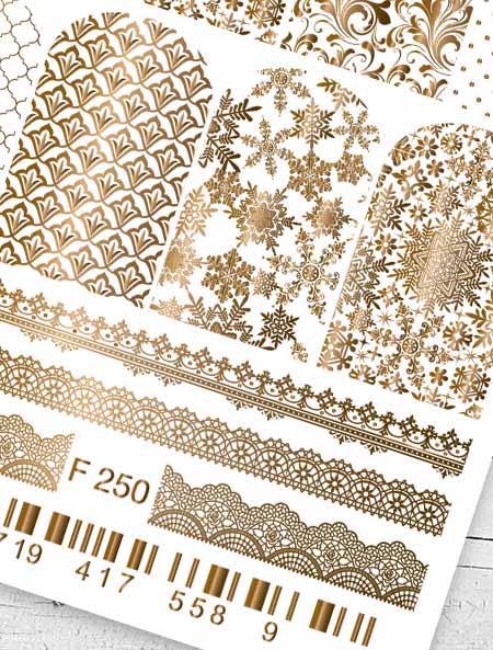 Stickers Adesivi Nail Art Water decals motivi arabeschi - gold