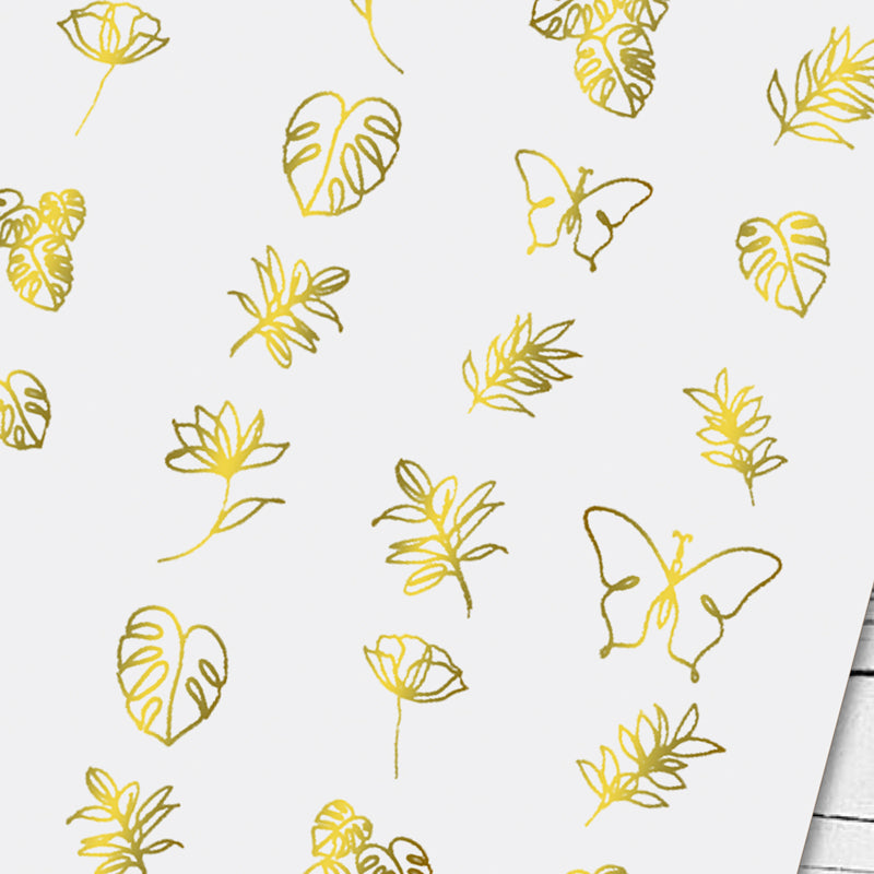 Stickers Adesivi Nail Art Water decals motivi tropic flower - gold