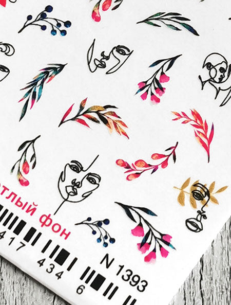 Stickers Adesivi Nail Art Water decals motivi volti donna e rami
