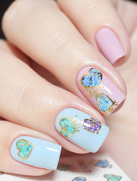 Stickers Adesivi Nail art Water decals romantic heart