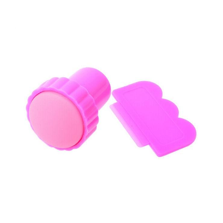 Timbrino in silicone rosa con raschietto in plastica