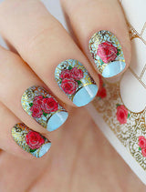 Water decals con ghirigori metal oro con rose