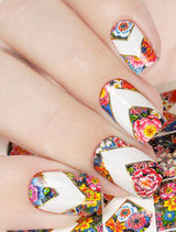 Water decals motivo floreale colorato metal oro