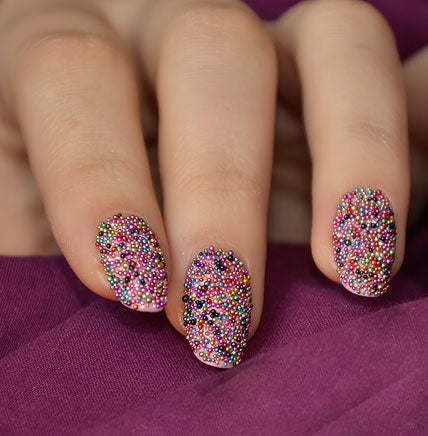 Pot de décorations pour nail art à micro-perles rouges métallisées 