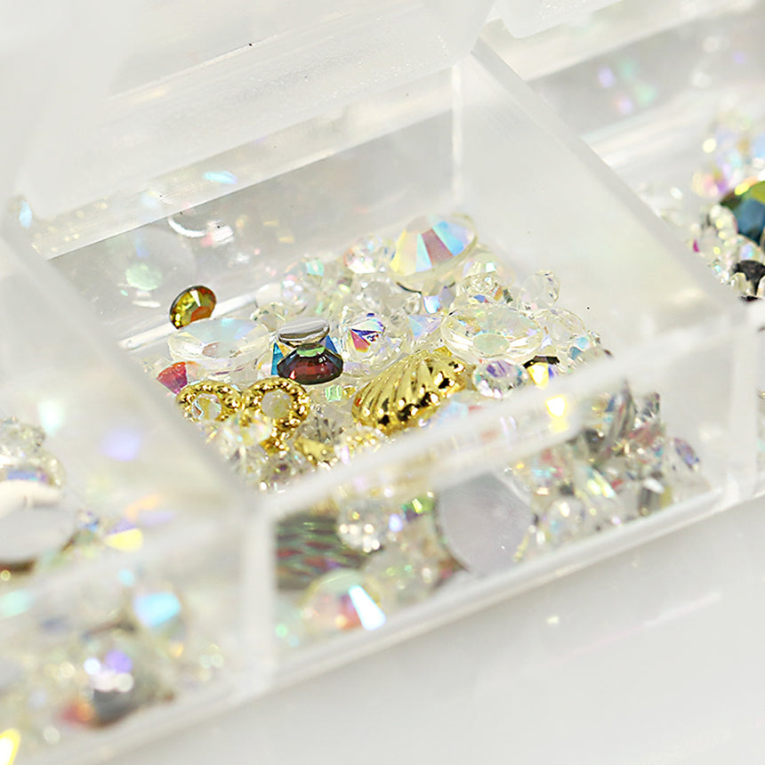 Box 12 decorazioni per unghie e nail art - pietre preziose crystal e diamantini