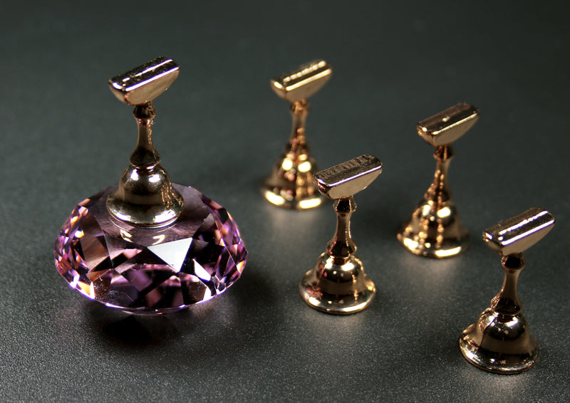 Set Espositore per nail art in cristallo rosa con 5 supporti magnetici