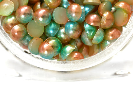 Mezze perle colorate giallo verde  005