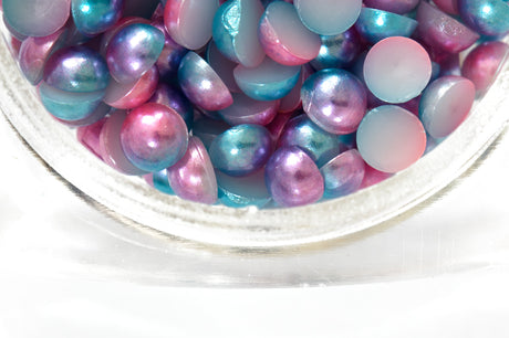 Mezze perle colorate blu fucsia  008