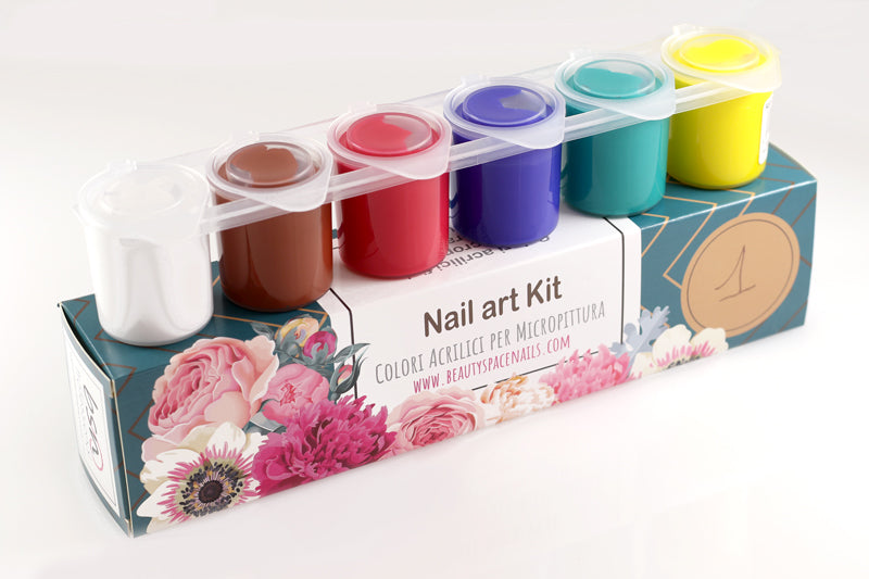 KIT 1 - 6 Colori Acrilici 150ml -  Kit micropittura e nail art