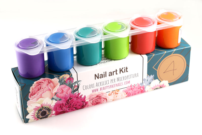KIT 4 - 6 Colori Acrilici 150ml -  Kit micropittura e nail art