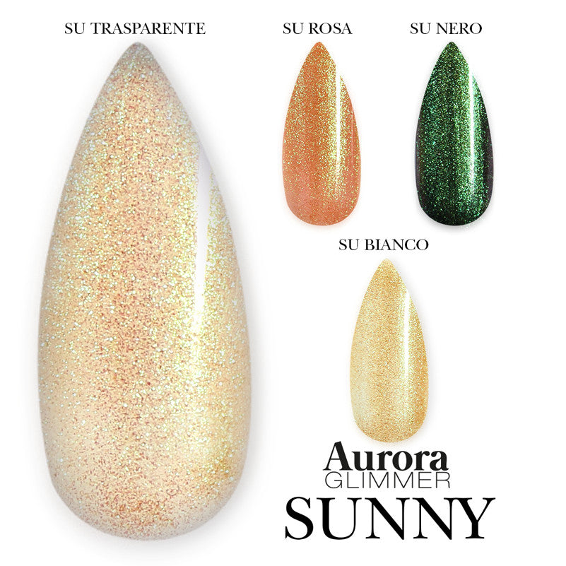 SUNNY - Finish Aurora Glimmer SUNNY 15 ml - Gel sigillante senza dispersione uv/led - 15 ml